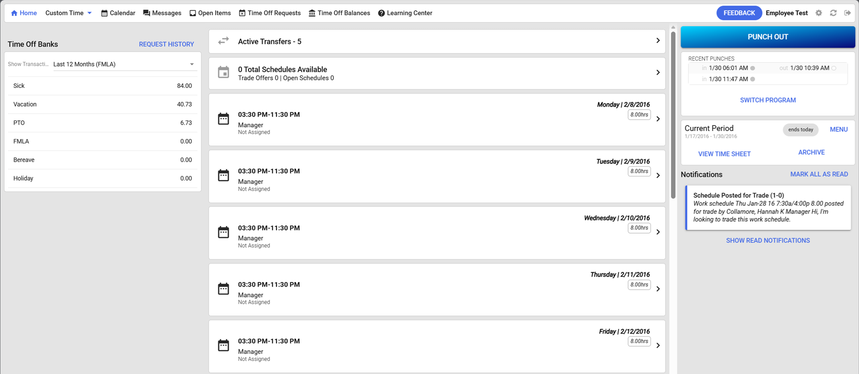 Employee Self-Service portal on desktop